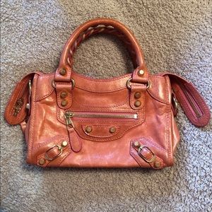 Balenciaga mini city with giant gold hardware